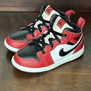 Nike Air Jordan 1 Mid TD Chicago Black Toe Sneakers Toddler 8C 640735-069 Shoes